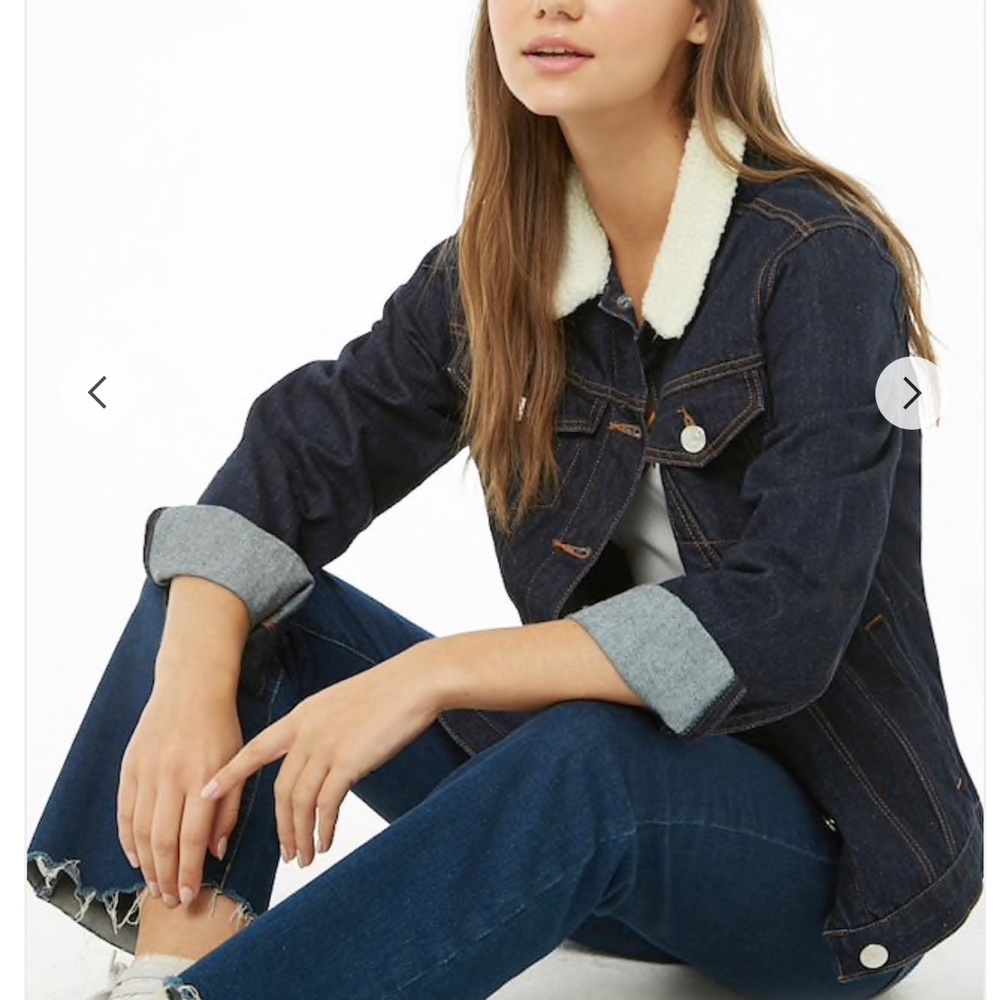 Faux Shearling Collar Denim Jacket